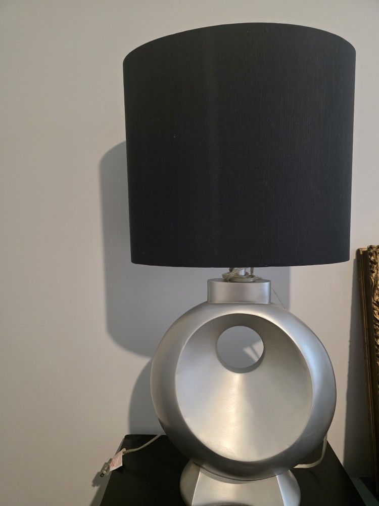 Large Modern Silver Table Lamp