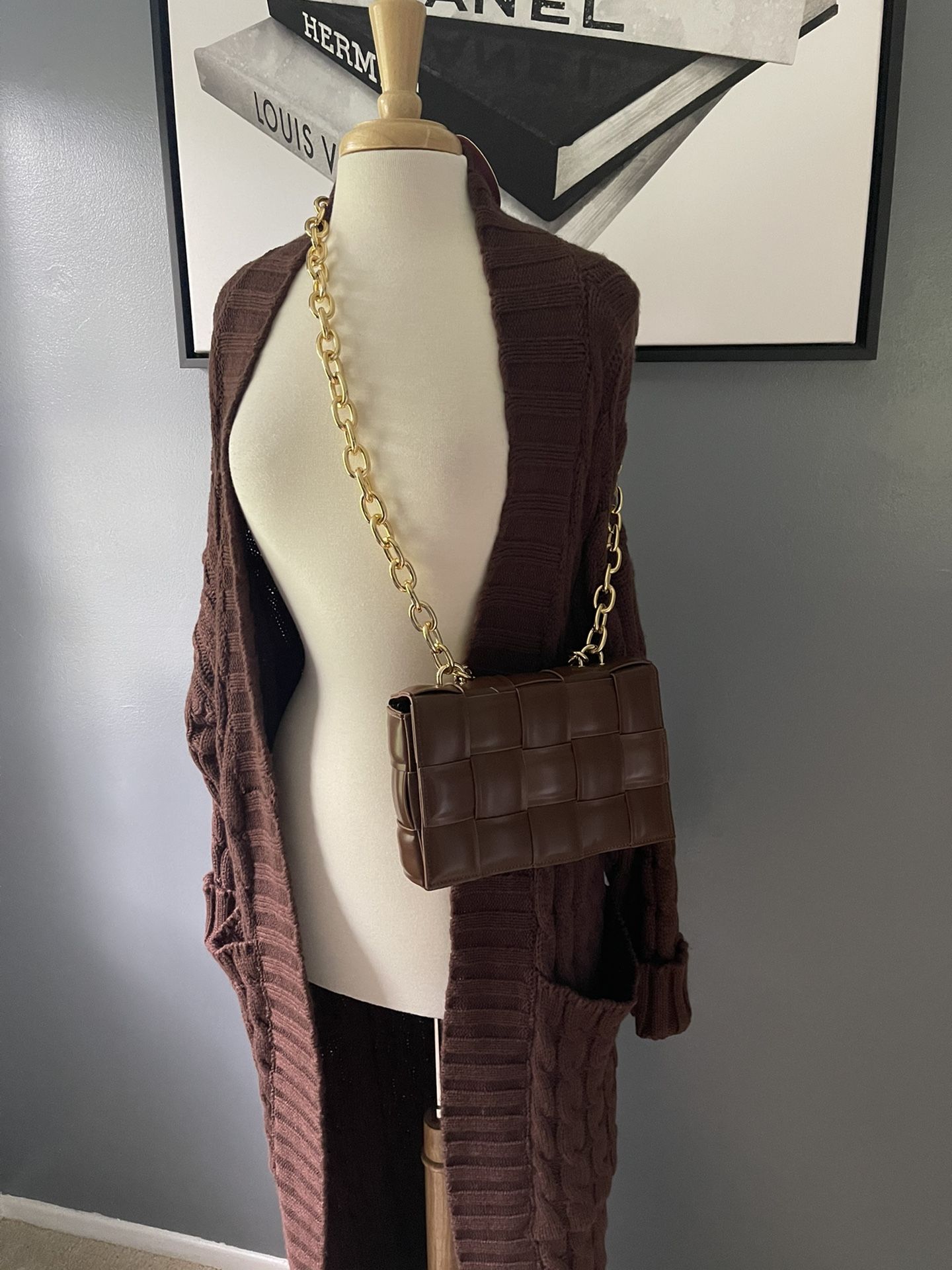 Brand New Chocolate Bag W/Gold Chain Hardware