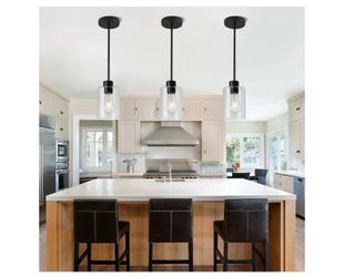 New Box 3 Black Pendant Lights with Clear Glass Shade