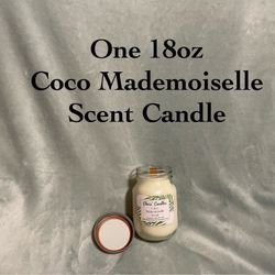 One 18oz Coco Mademoiselle Scent Wood Wick Candle