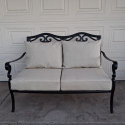 Large Metal Patio Loveseat With NEW Cushions