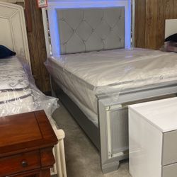 Queen size headboard footboard and rails for 799 mattress Set at $829 brand new