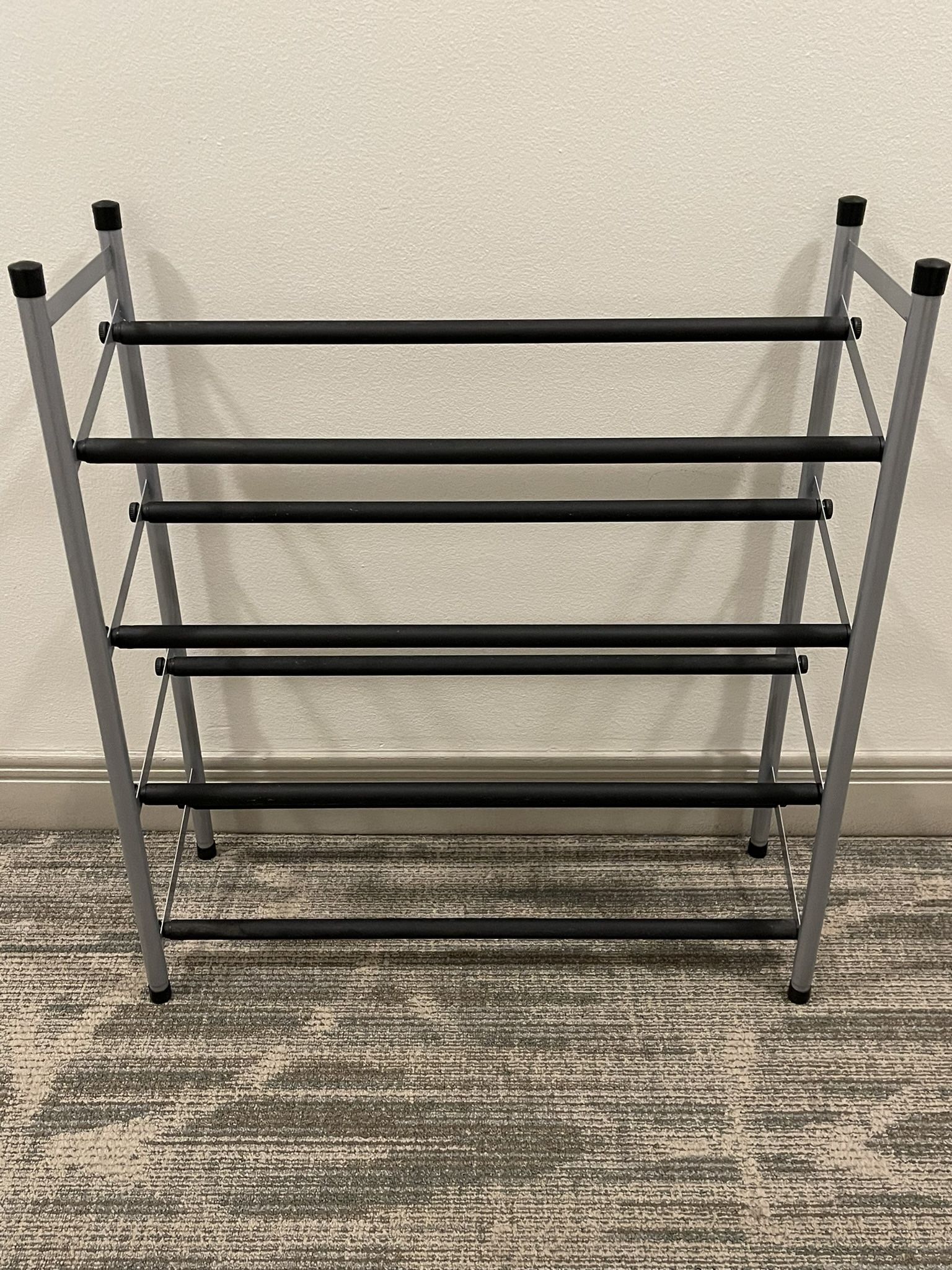 4-Level METAL Expanding SHOE RACK - 27"H x 24"W (expands to 44"W) - UNASSEMBLED - prices as posted (Unassembled vs. Assembled) are firm.