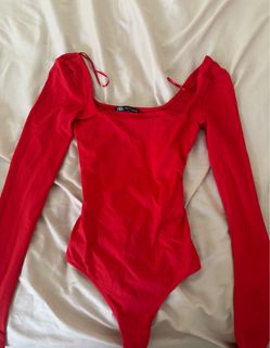Zara Red Long Sleeve Bodysuit