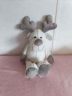 G WURM REINDEER PLUSH TOY, GREY AND WHITE ELK, 10.5”
