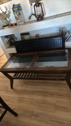Wood and glass table for sale