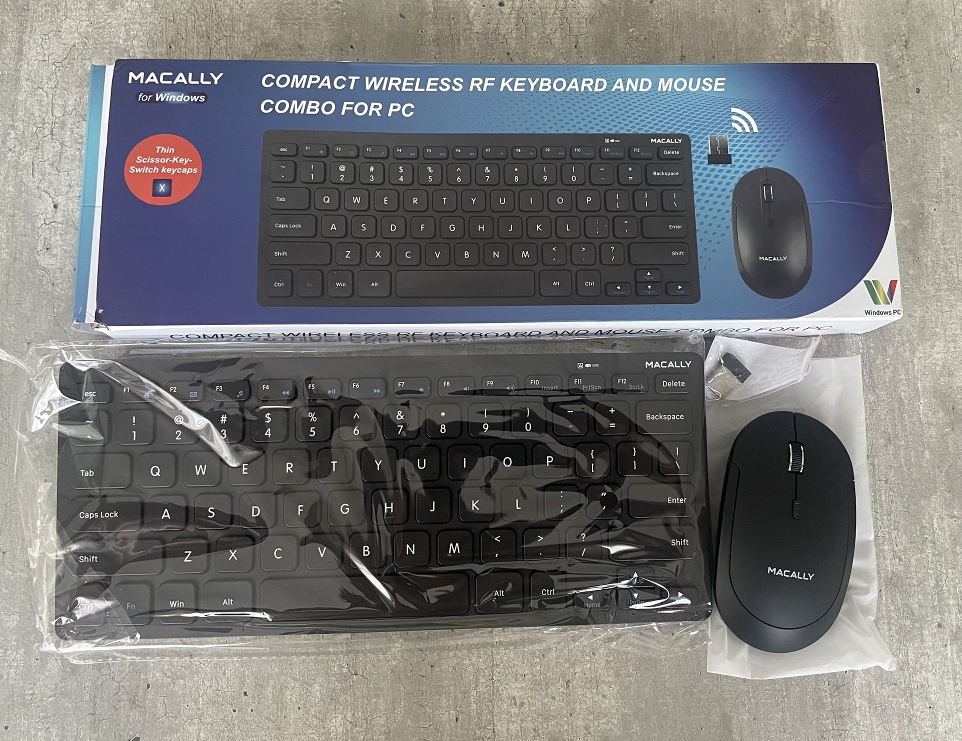 Macally Compact Wireless Keyboard and Mouse Combo for PC