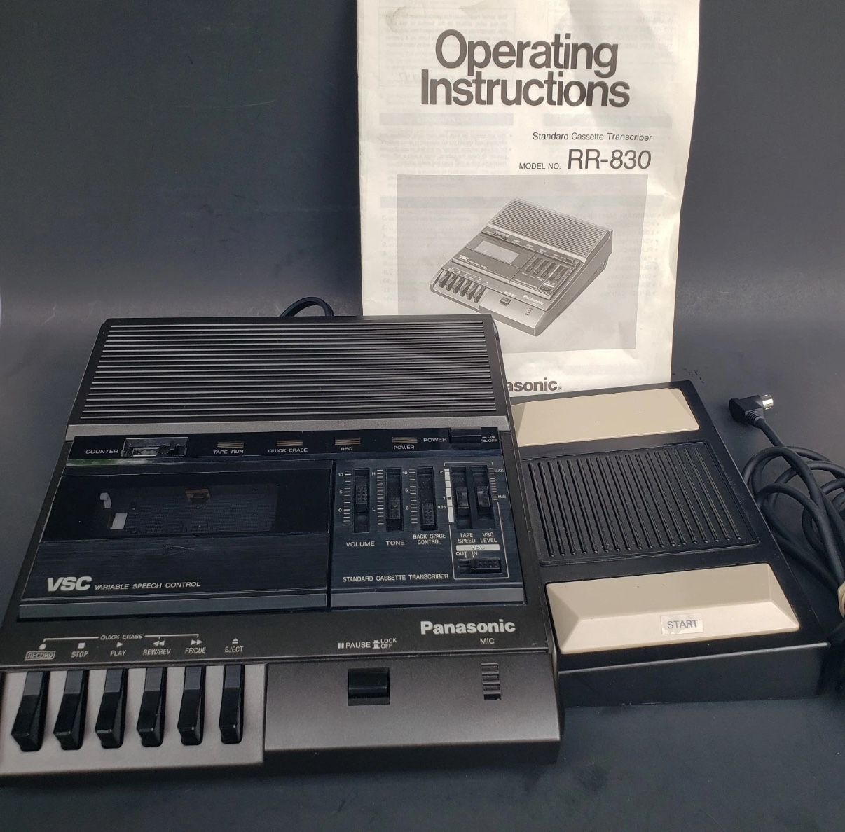 Panasonic RR-830 Transcriber Dictation Variable Speed with Foot Control & Manual