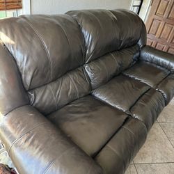Chocolate Brown Recliner Leather Sofa