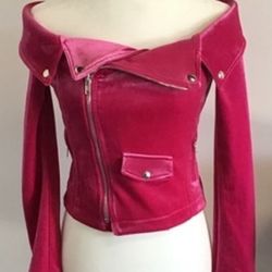 Pink Velvet Moto Jacket