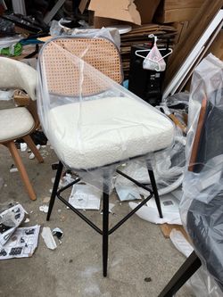 Swivel white material bar stool