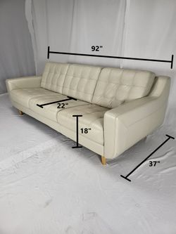 Havertys Metropolis White Leather Sofa