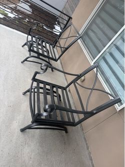 Set of 2 Outdoor Patio Chairs – Metal Frame