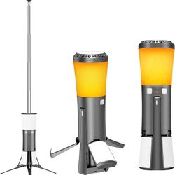 Telescopic Camping Lights Rechargeable Led Work Light with Stand Multifunction 18000 mAh Lanterns Portable Job Site Lighting Cordless Dimmable Flame T