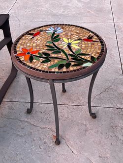 stone and metal side table