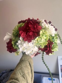 Faux Floral Bunches + Glass Trumpet Vases