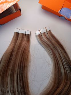Human hair tape in extensions