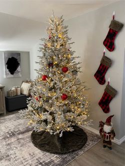 Flocked Pre-lit Christmas Tree