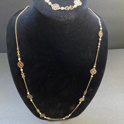 Avon Goldtone & Faux Pearl Necklace & Bracelet 