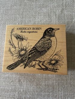 American Robin Wooden Rubber Stamp