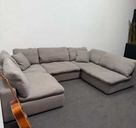 Gray 5-Piece Cloud Couch Sectional - 11ft x 7ft - Freshly Cleaned - Delivery Available!