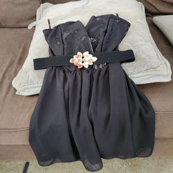 NEW BLACK STRAP DRESS WITH BELT ( SMALL ) 