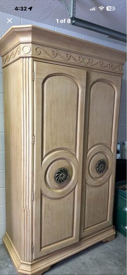 Bernardt Florence Solid Wood Armoire with Carved Details