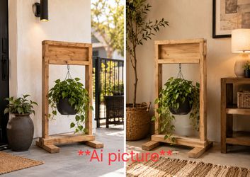 Handmade Wooden Hanging Plant Stand. / Base de Madera Artesanal para Planta Colgante