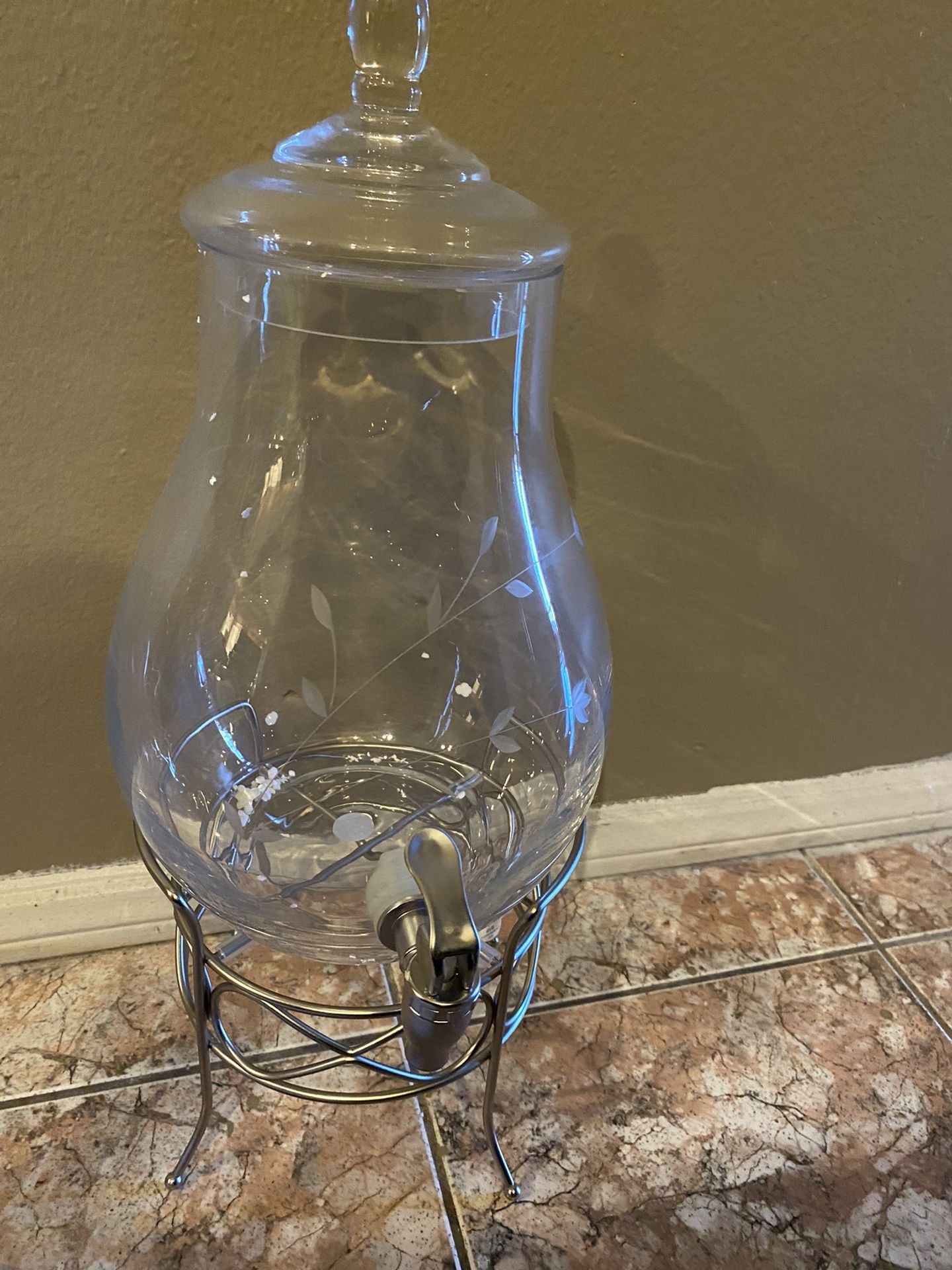 Princess House Dispensador De Agua Fresca Con Vase De Metal