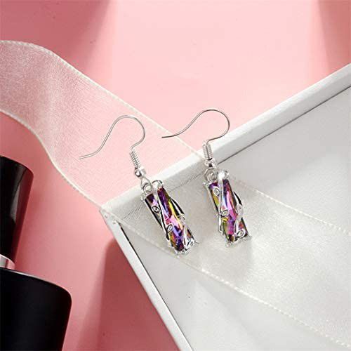 "Colorful Crystal Clear Delicate Silver Plated Colorful Dangle Earrings, VP1008
 
