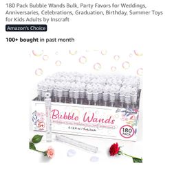 180 Pack Bubble Wands Bulk, Party Favors for Weddings, Anniversaries, Celebrations, Graduation, Birthday, Summer Toys for Kids Adults by Inscraft