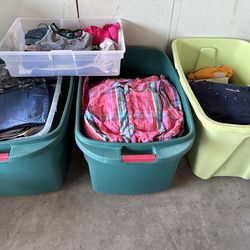 Everything for $1, women’s clothes, sports wear, full of 3 large containers +Free bags