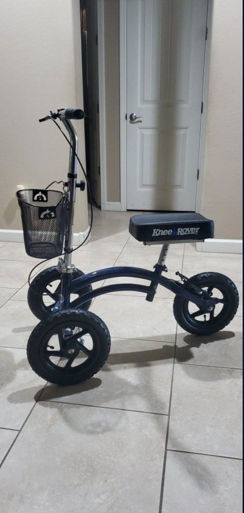 All Terrain KneeRover Steerable Knee Scooter Blue With Stability Wheel