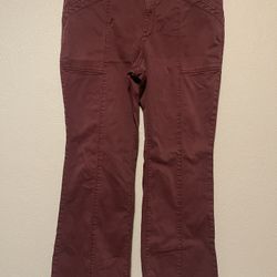 Pilcro, Women’s Burgundy Stretch Hook & Eye Flare Pants, Size 32