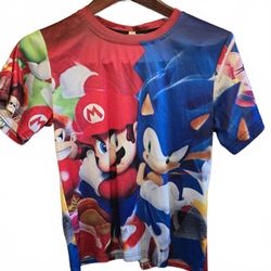 Mario and Sonic Graphic T-Shirt Large