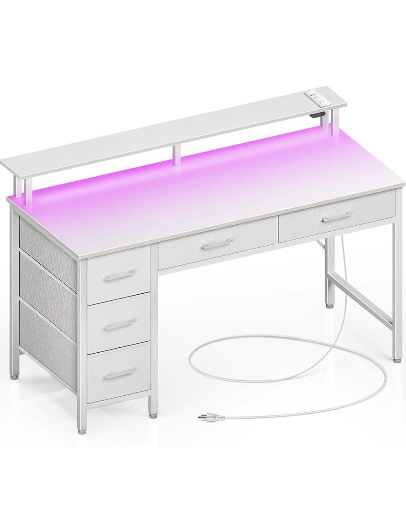 Desk with Power Outlets & LED Lights