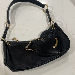 Rare Y2K Era Juicy Couture Black Baguette Leather Shoulder Bag