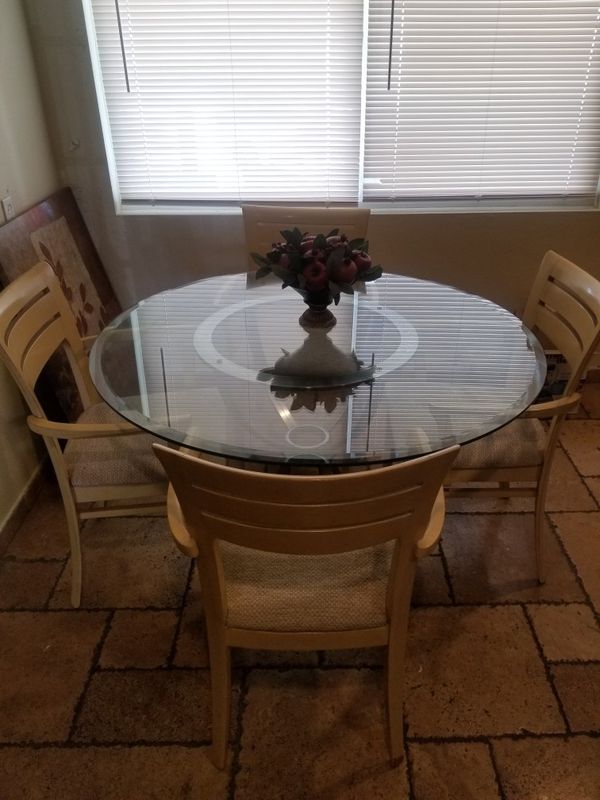 Round glass table w/ wooden chairs for Sale in Phoenix, AZ OfferUp
