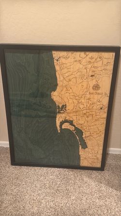 San Diego Laser-Engraved Wood Map Wall Art