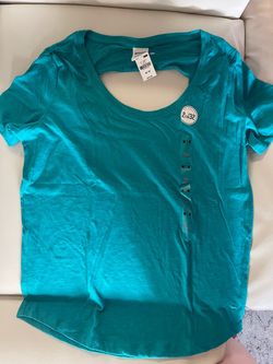 Victoria's Secret PINK Teal Cutout T-Shirt Medium