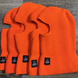 Refrigiwear Hat Mens Fits Safety Blaze Orange Balaclava Face Mask Hat Knit Hunt