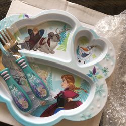 New Elsa Plate And Utensils 