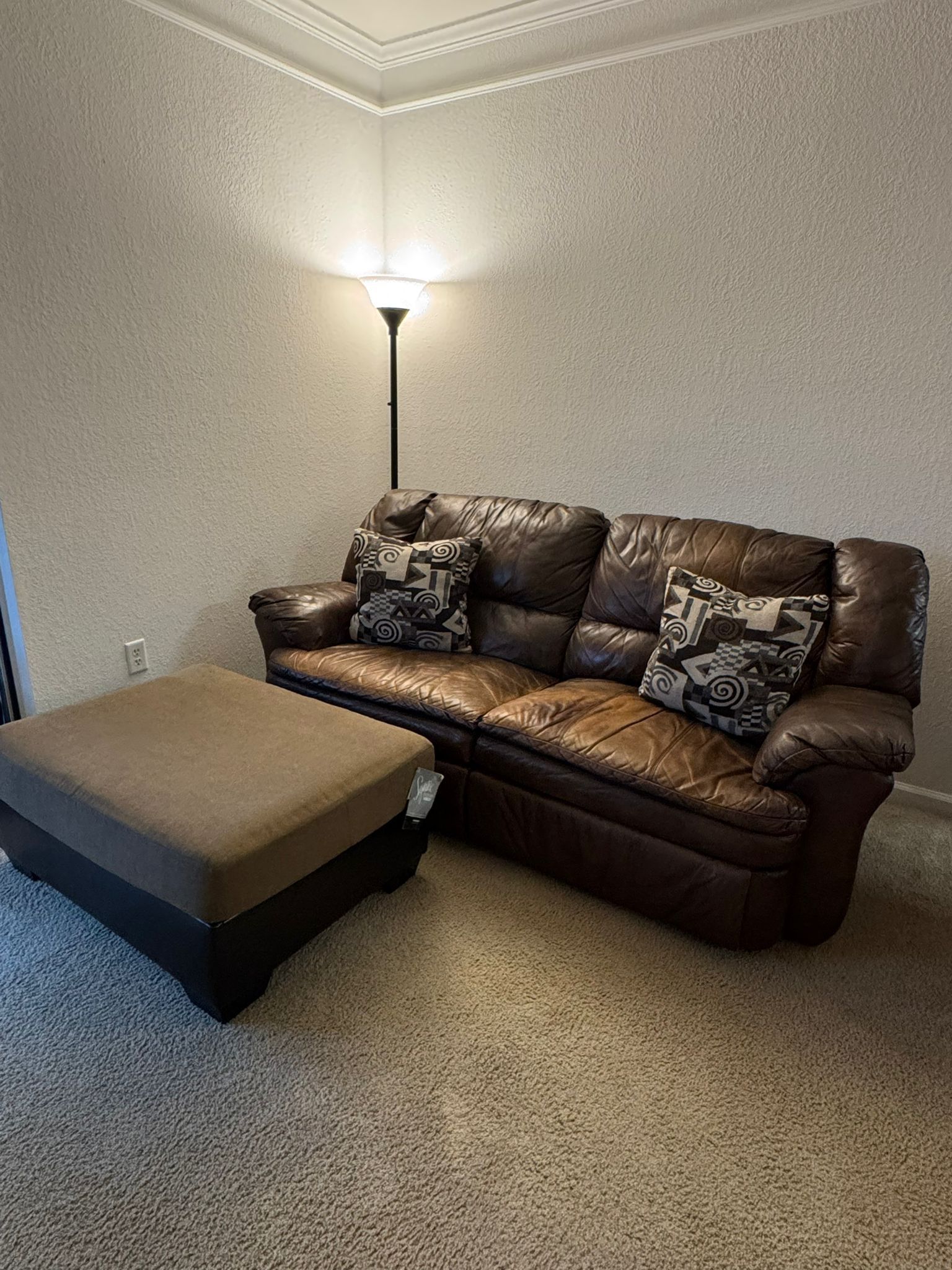 Leather Couch and Ottoman