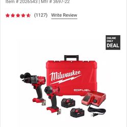 Milwaukee M18 FUEL 18V Lithium-Ion Brushless Cordless Hammer Drill and Impact Driver Combo Kit (2-Tool) with 2 Batteries