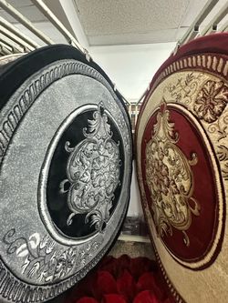 Round Decorative Embroidered Throw Pillows Set of 2