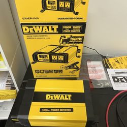 DEWALT DXAEPI1000 Power Inverter 1000W Car Converter with LCD Display: Dual 120V AC Outlets, 3.1A USB Ports, 12V DC Adapter, Battery Clamps