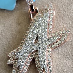 ROSE GOLD OVER SILVER/MOISSANITE LETTER A PENDANT