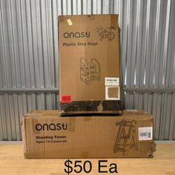 NEW Onasti Foldable Toddler Step Stool w/Safety Rail, Anti-Slip Kitchen Helper Stool for Bathroom Sink & Counter Access