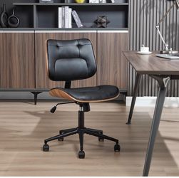Mid-Century Modern Office Chair with Wood Accents