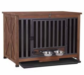Air 100 Wooden Dog Crate with Folding Design with Strong Iron Frame Dog House, Indoor Dog House with Pull Out Tray